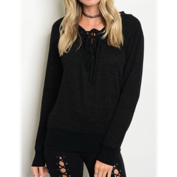 Tops - Ella Lace Up Pullover